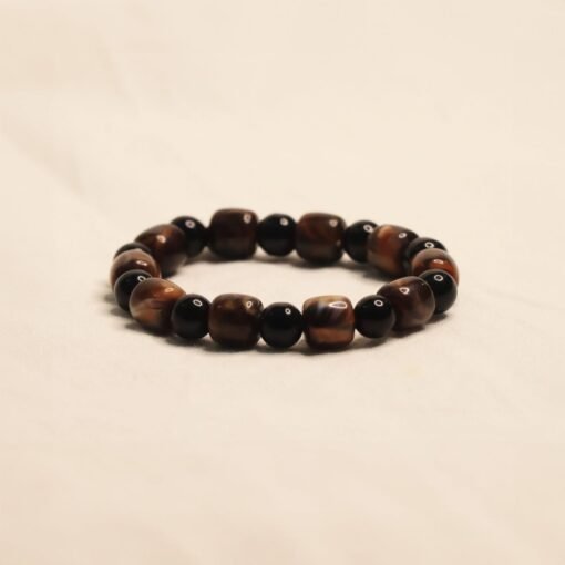 Bracelet d'onyx et cubes d'oeil de tigre